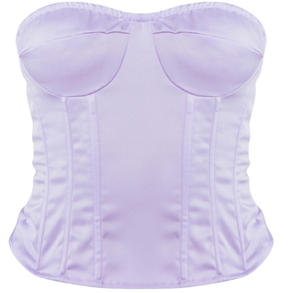 PrettyLittleThing Women’s Lilac Strapless Satin Boned Corset Size 12